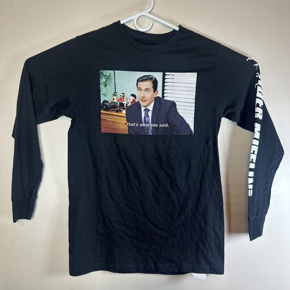 The Office Michael Scott T Long Sleeve Shirt Adult Med Black Thats What She Said